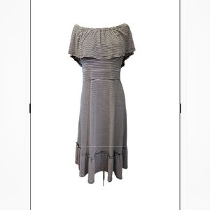 Michael Kors Black and White Ruffled Maxi Dress